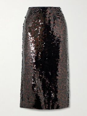 STAUD Ciara sequined mesh midi skirt